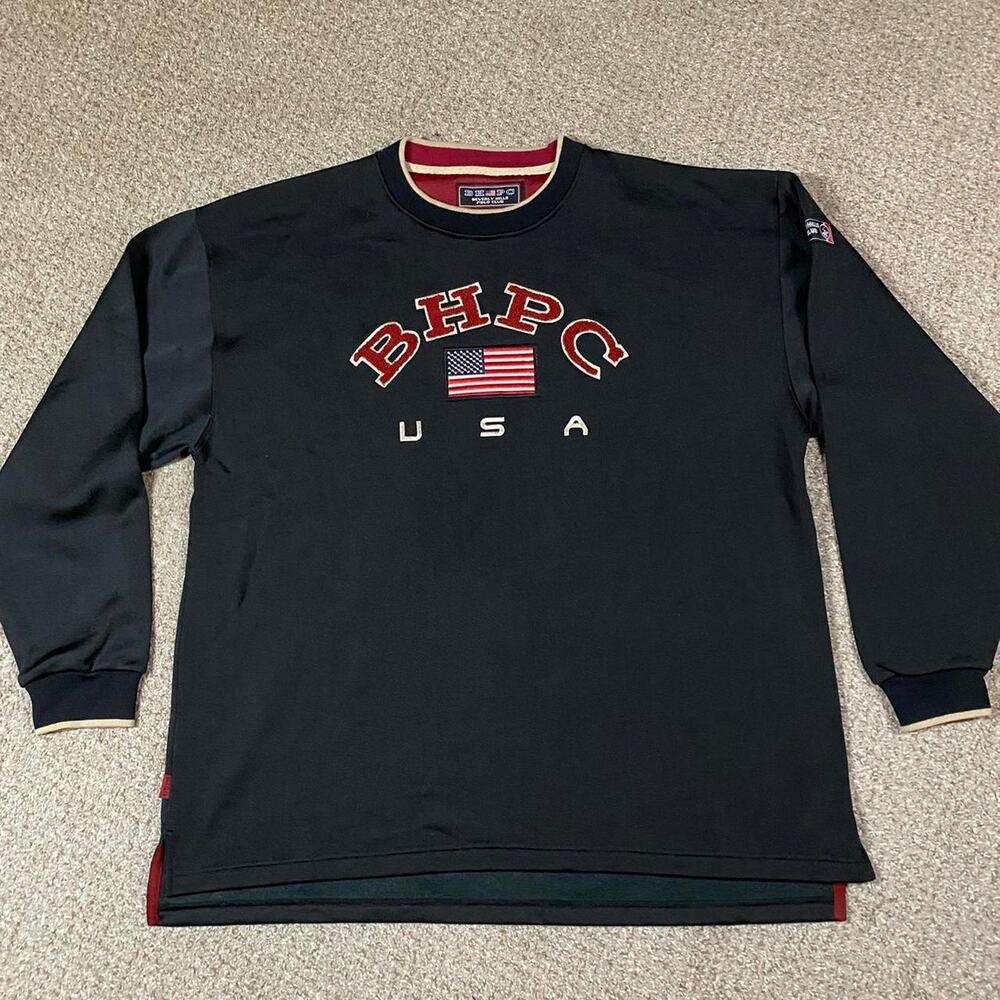Y2K Beverly Hills Polo Club Sweatshirt Mens L Crewneck Embroidered Preppy BHPC